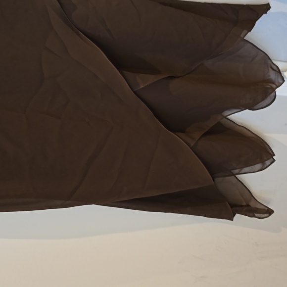 Eva Blue - Y2K Chocolate Brown Embellished Beaded Bodice Flare Formal Dress - Picture 4 of 11